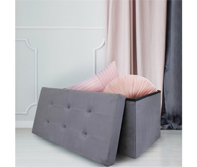 Banco-Puf Baúl Plegable Gris Oscuro