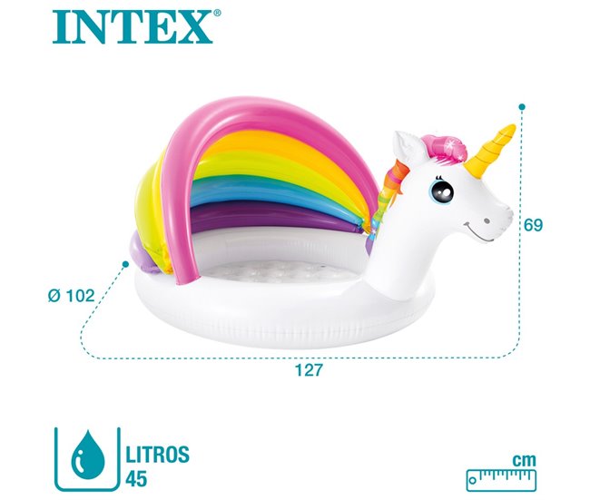 Piscina hinchable para bebé con toldo unicornio INTEX Multicolor