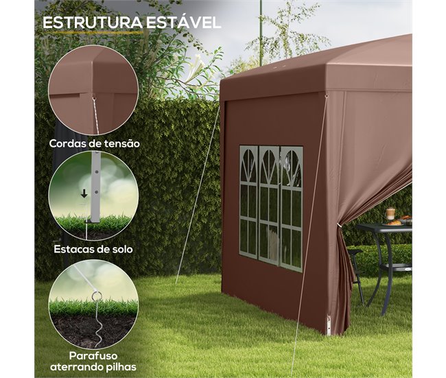 Carpa Plegable Acero, Tela Oxford Outsunny Marron
