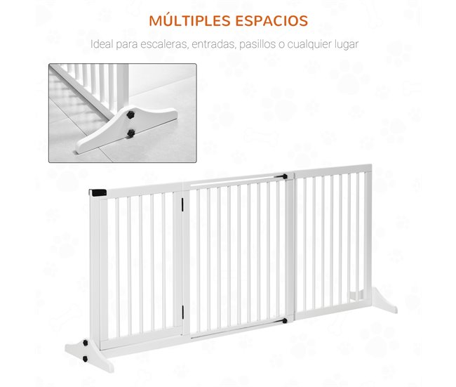 Barrera para Mascotas Madera de Pino PawHut Blanco