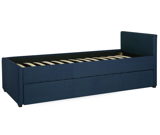 Beliani Cama con somier Poliéster MARMANDE 86x214 Azul Marino