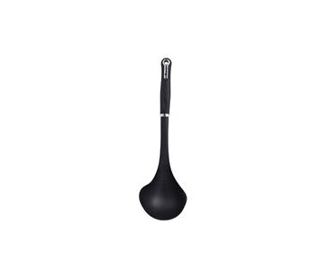 Cucharón para SOPA de acero inoxidable y nylon Negro