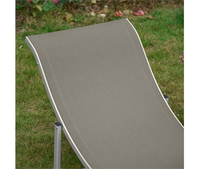 Set de 2 Tumbonas Plegables Aluminio, Texteline Outsunny Gris Claro
