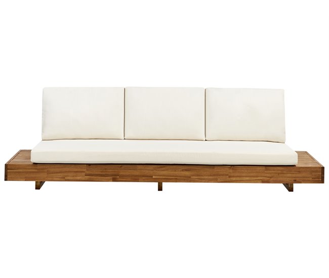 Beliani Sofá de jardín Madera de acacia con certificado FSC® MARETTIMO Blanco/ Madera