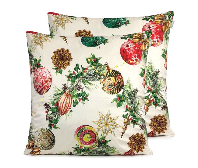 FUNDA DE COJIN DE TERCIOPELO DE NAVIDAD DECORATION Blanco