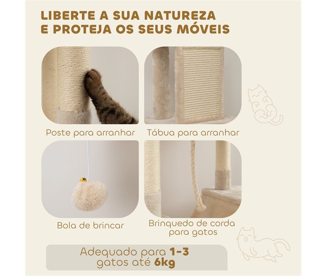 Árbol para Gatos Aglomerado de Madera PawHut Crudo