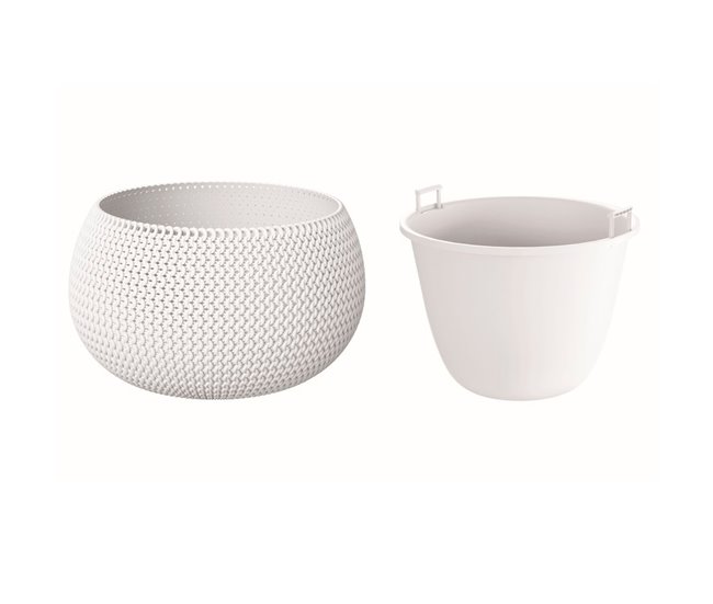 2x Maceta redonda con deposito Splofy Bowl Blanco