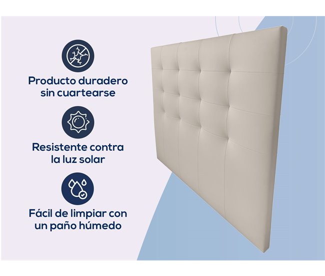 Cabecero Modelo Rivoli Acolchado, Tapizado en Polipiel de Alta Gama 160 Beige