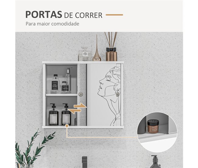 Armario con Espejo MDF, Vidrio kleankin, hogar - baño Blanco