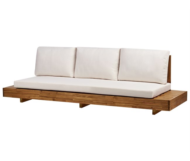 Beliani Sofá de jardín Madera de acacia con certificado FSC® MARETTIMO Blanco/ Madera