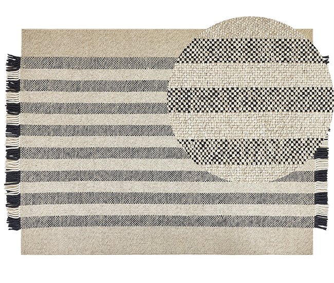 Beliani Alfombra de pelo corto TACETTIN 160x230 Blanco/ Beige
