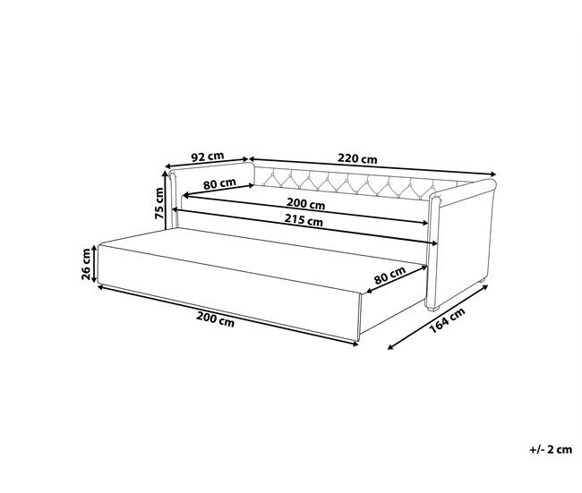 Beliani Cama con somier Terciopelo LIBOURNE 92x220 Rosa Talco
