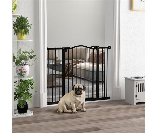 Barrera de Seguridad Metal, Plástico PawHut Negro