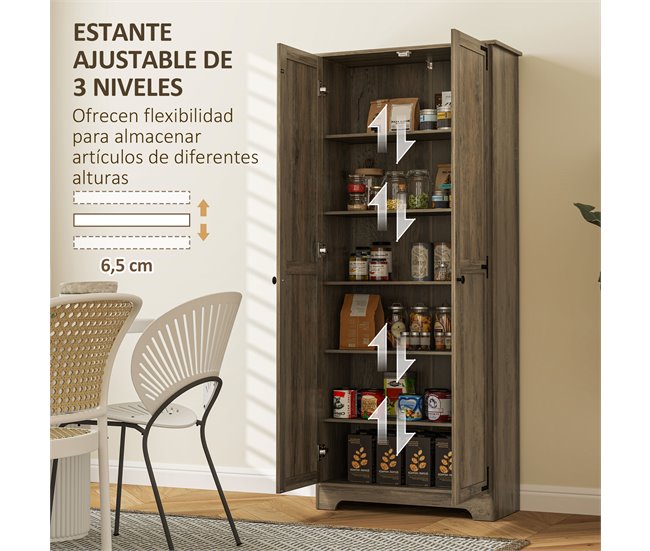 Alacena de Cocina Melamina de Madera, MDF HOMCOM, hogar - cocina Gris