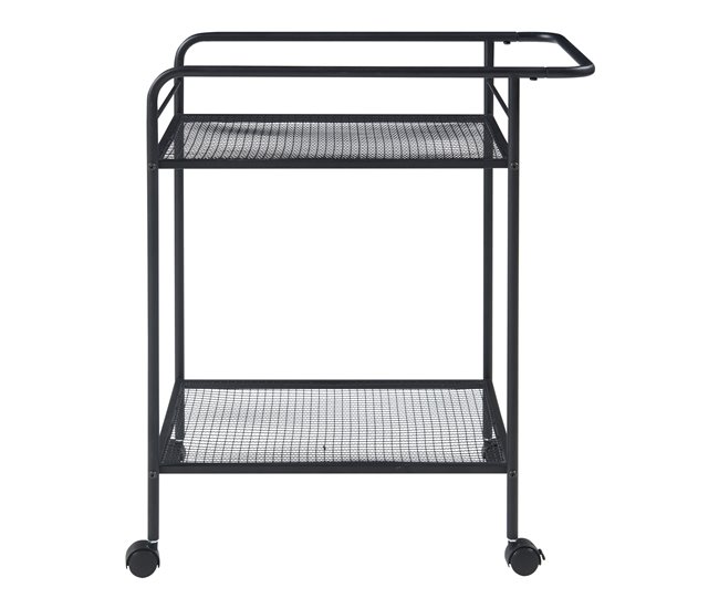 [en.casa] Carrito de servicio Hole con 2 estantes metal MDF 62 Negro