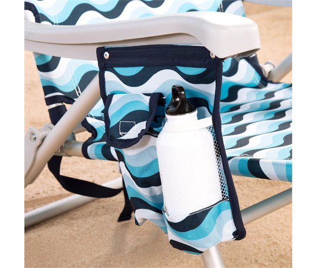 Aktive Silla plegable de playa con 5 posiciones, cojín, aluminio Azul