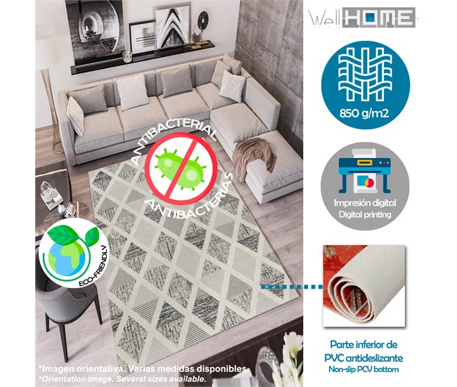 Alfombra De 60 X 100Cm 100x60 Crema