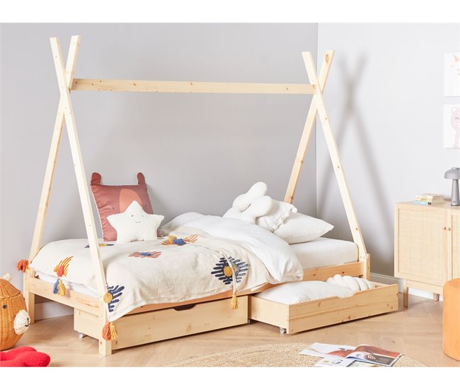 Beliani Conjunto de 2 cajones de cama Madera de pino CRONAT Madera Clara
