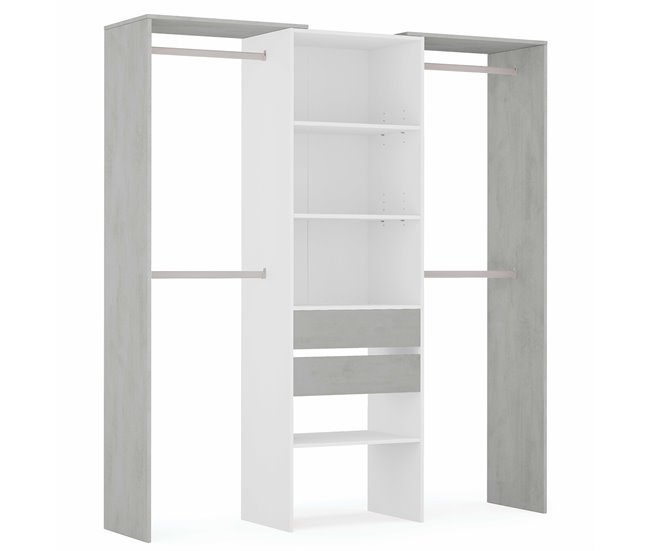 Armario vestidor Mayo 2 cajones, blanco y gris, 179 cm Ancho Blanco/ Gris