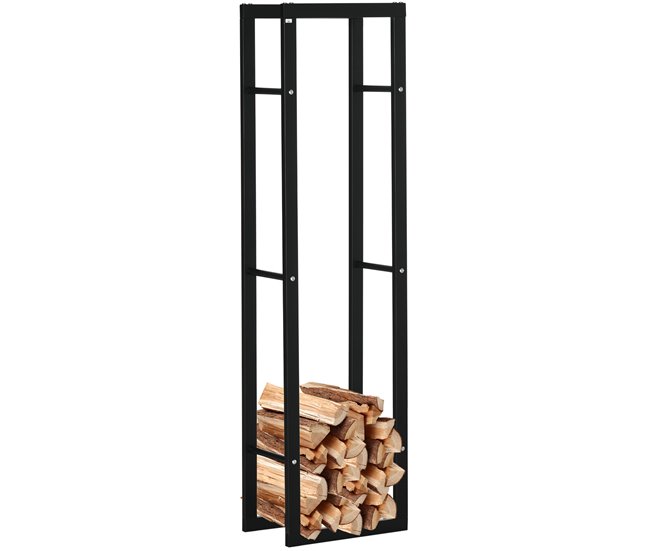 Soporte para Leña Metal HOMCOM, hogar - climatización Negro