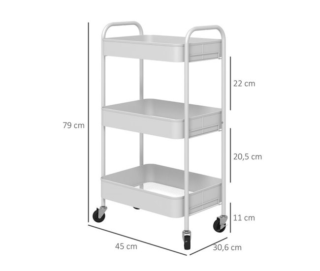 Carrito de Cocina Acero HOMCOM, hogar - cocina Blanco