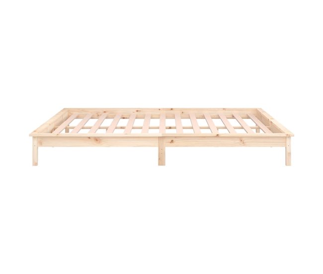 Estructura de cama de madera maciza con LED 120x200 Blanco