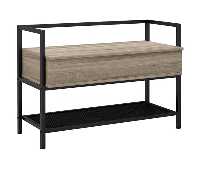 Banco Zapatero Melamina de Madera, Acero HOMCOM Marron