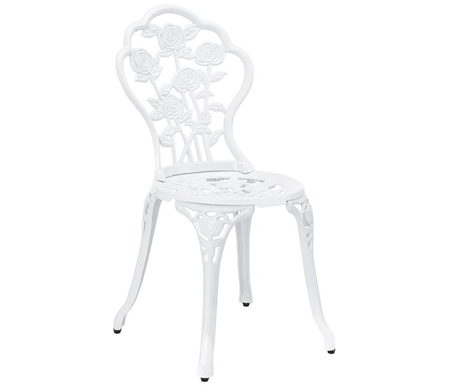 [casa.pro] Set bistro aluminio fundido mesa + 2 sillas Blanco