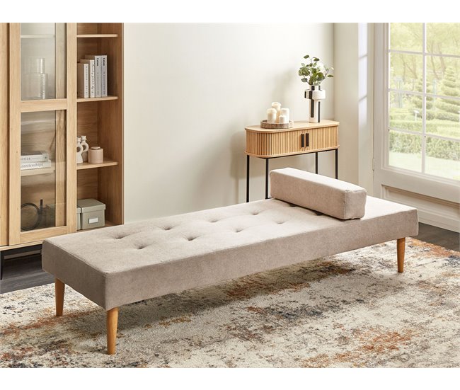 Beliani Chaise longue Poliéster NIORT Beige