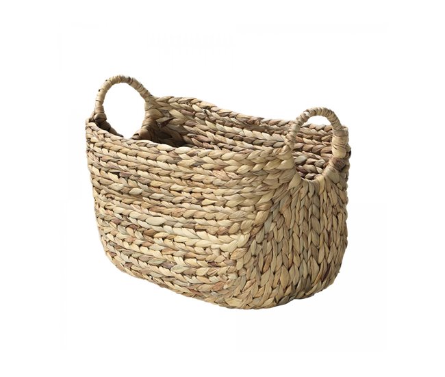 Cesta de jacinto de agua con asas Beige