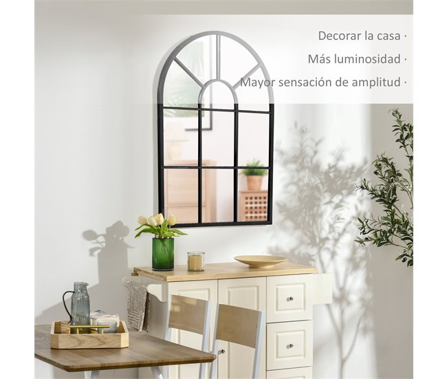 Espejo de Pared Metal, Vidrio HOMCOM, hogar - decoración hogareña 60x2 Negro