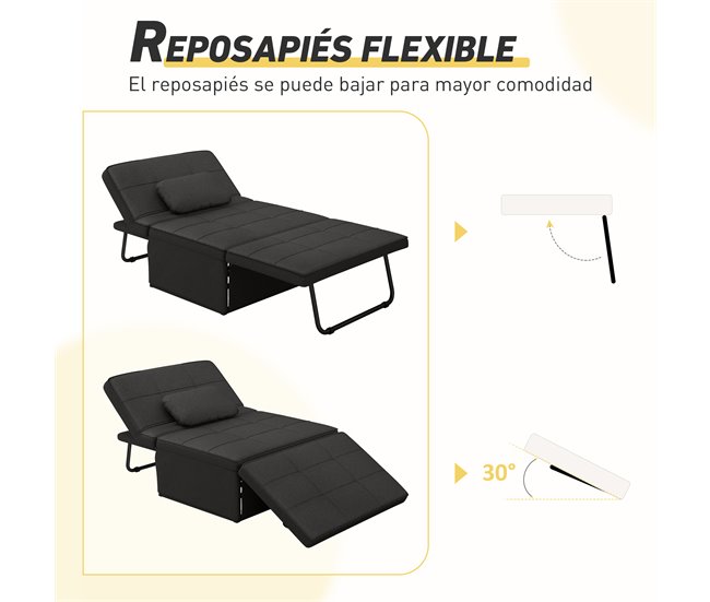 Sofá Cama Lino, Espuma HOMCOM, hogar - sofás y butacas Negro