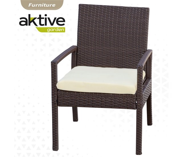 Conjunto muebles terraza con sillones y mesita ratán Aktive Negro