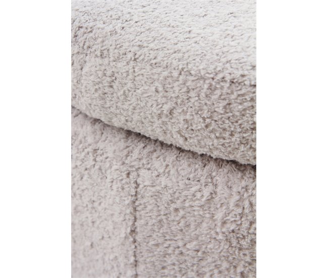 Banqueta-baul estructura y patas tapizadas en boucle Gris Claro