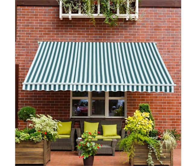 Toldo Manual Plegable Tela de poliéster, aluminio Outsunny 295x250 Verde