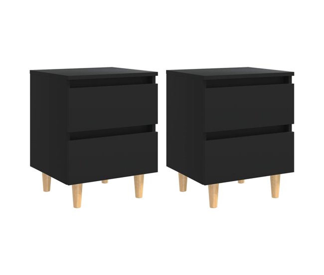 2 Mesitas de noche con patas madera 40 Blanco