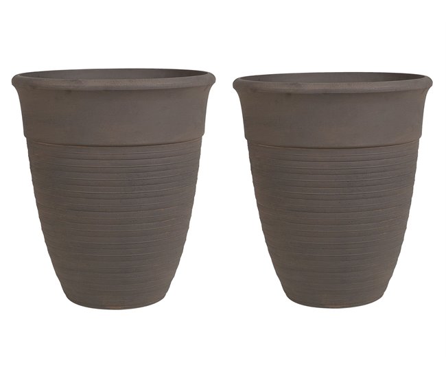 Beliani Conjunto de 2 macetas KATALIMA Marron