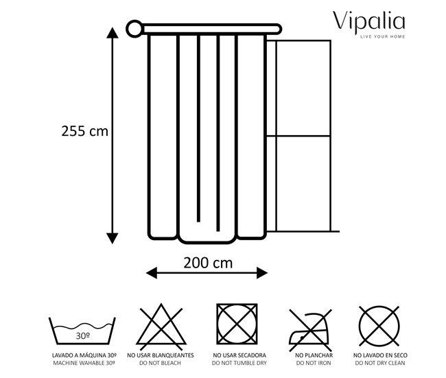 Vipalia Cortina Oscurante Lisa con Ojales Confeccionada. Modelo Rustica 