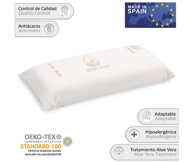 Vipalia Almohada Viscoelástica Compacta. Con tratamiento de Aloe Vera Blanco Veta