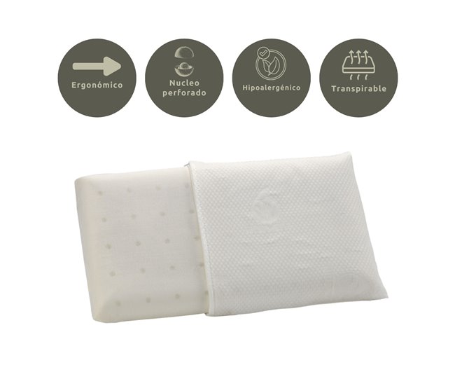 Almohada Viscoelástica Aloe Vera Viaje 30x50cm con Bolsa Transporte 30x50 Blanco/ Gris