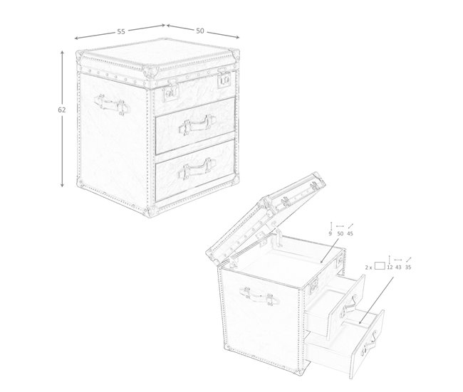 ANGEL CERDA Baúl piel 55 Negro/ Dorado