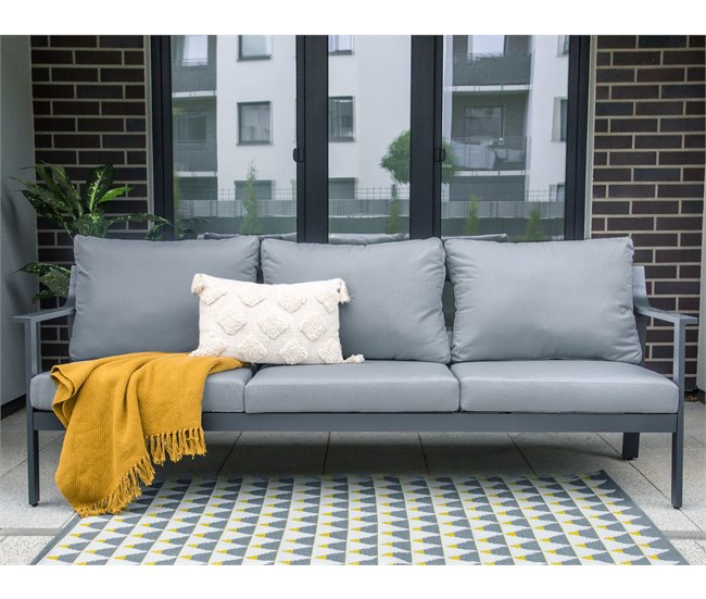 Beliani Sofá de jardín Aluminio KIATO Gris Oscuro