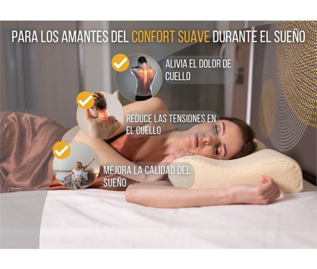 Almohada Ergonómica Cervical Confort Plus con Funda de Bambú Blanco