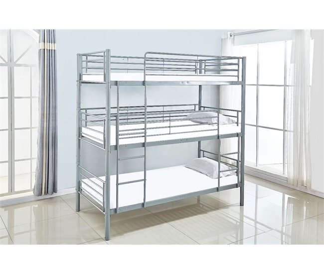 Litera Triple Metalica 201x98 Blanco/ Negro