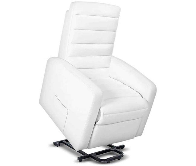 Sillón Relax Acolchado Masaje Eléctrico Elevación Personas Blanco Gridinlux Blanco