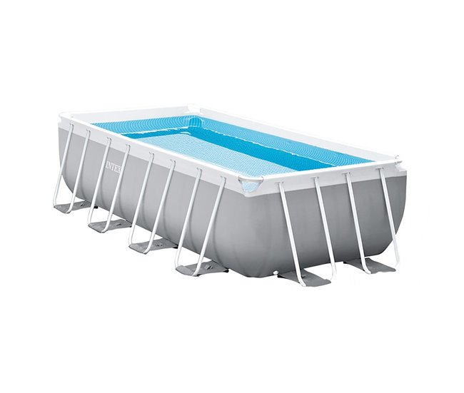 Piscina elevada rectangular prism frame intex con depuradora Gris