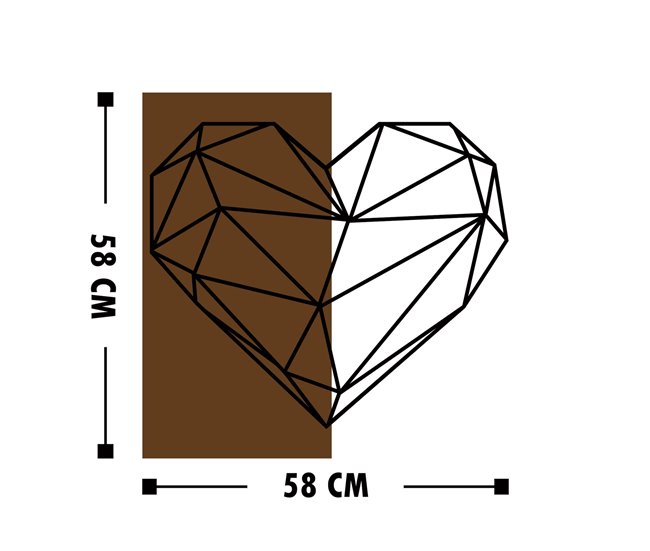 Placa deco WOOD HEART metal negro Negro