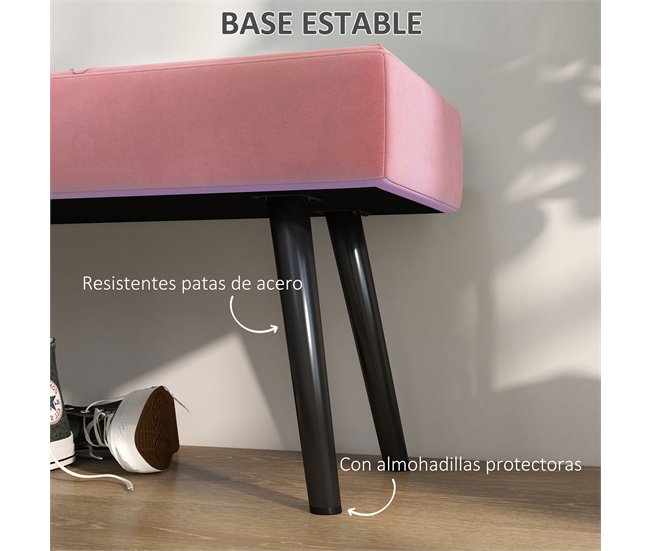 Banco de Cama Poliéster, Espuma HOMCOM Rosa