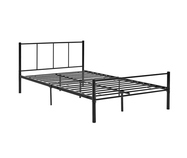 Cama individual Laos con somier - metal 122x209 Negro