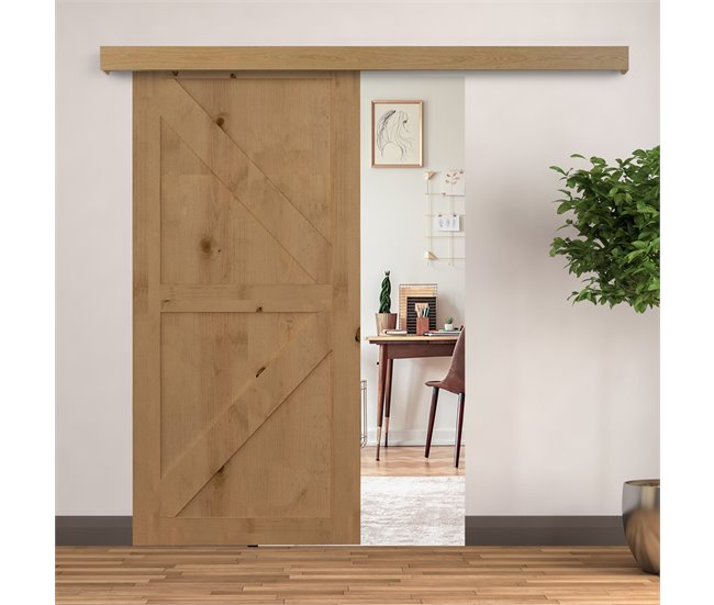 Kit Instalacion Puerta Corredera MDF, Aleación de Aluminio HOMCOM 200 Marron